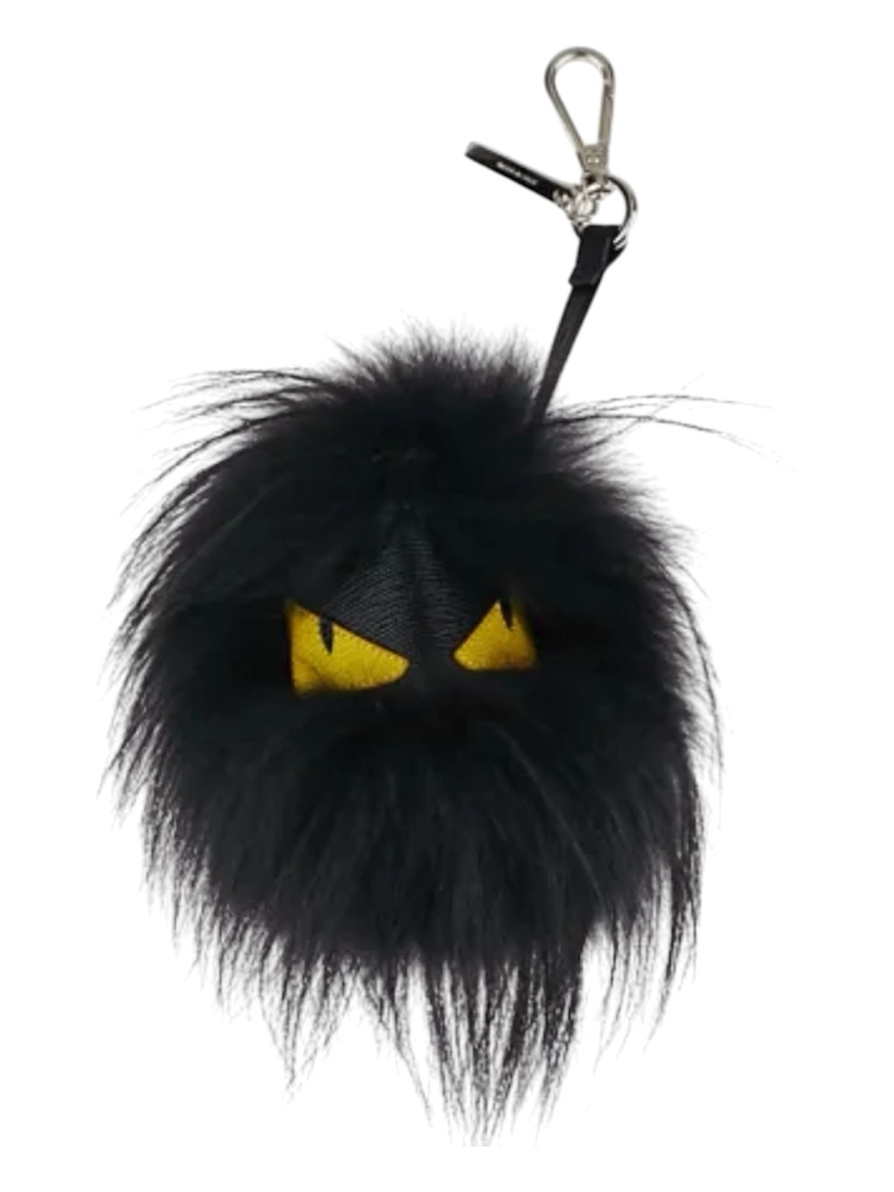 Authentic FENDI Black Furry Monster Keychain with Yellow Eyes